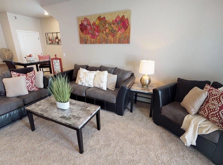 living room, couches, coffee table, moorhead apartment
